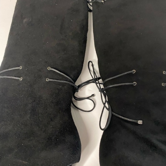 Dolce & Gabbana black suede knee high boot with multiple lacing details - Picture 7 of 9